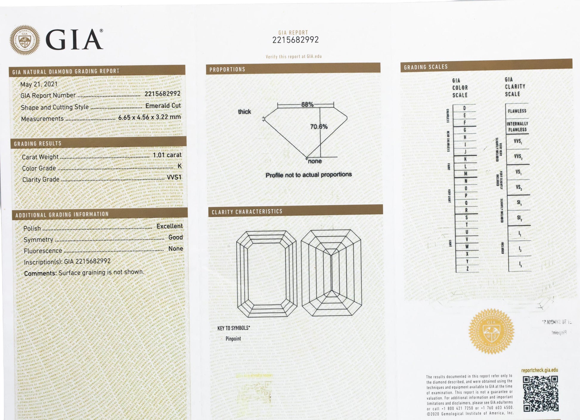GIA Certified 18k White Gold Diamond Engagement Ring 4.04CTW Size 6.5