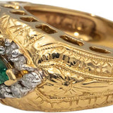 Vintage 14k Yellow Gold Diamond & Green Topaz Cocktail Ring 1.20CTW Size 7