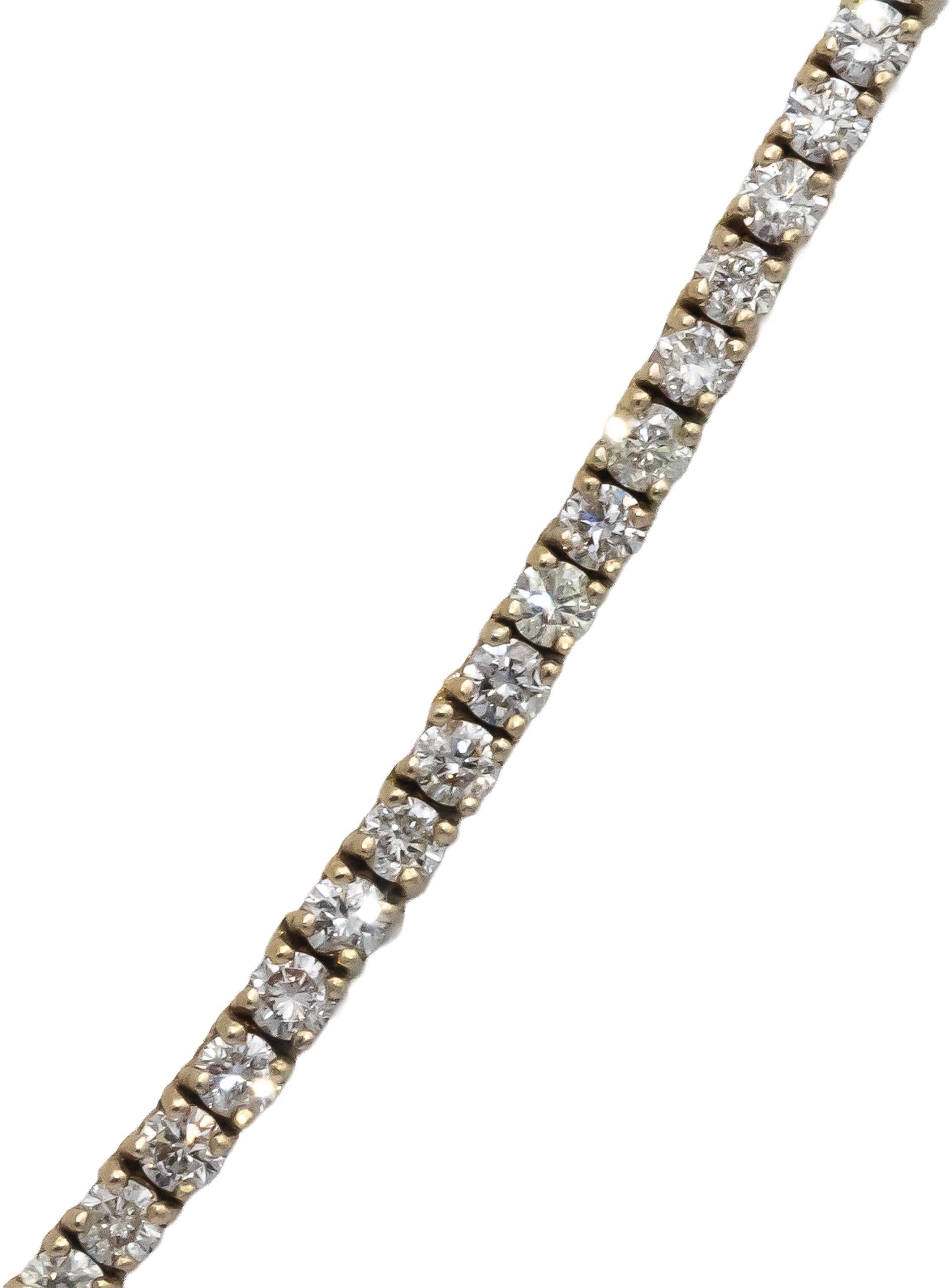 10k Yellow Gold Round Diamond Tennis Necklace 10.45CT