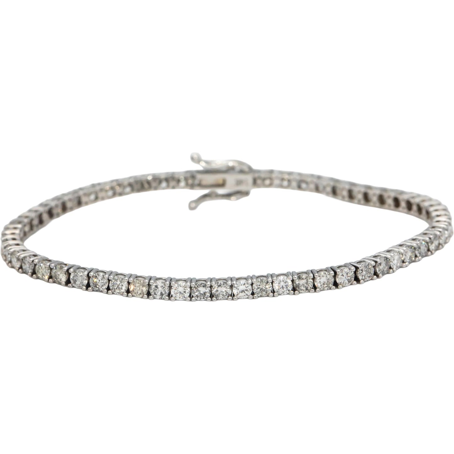 14k White Gold Round Diamond Tennis Bracelet 5.25CT