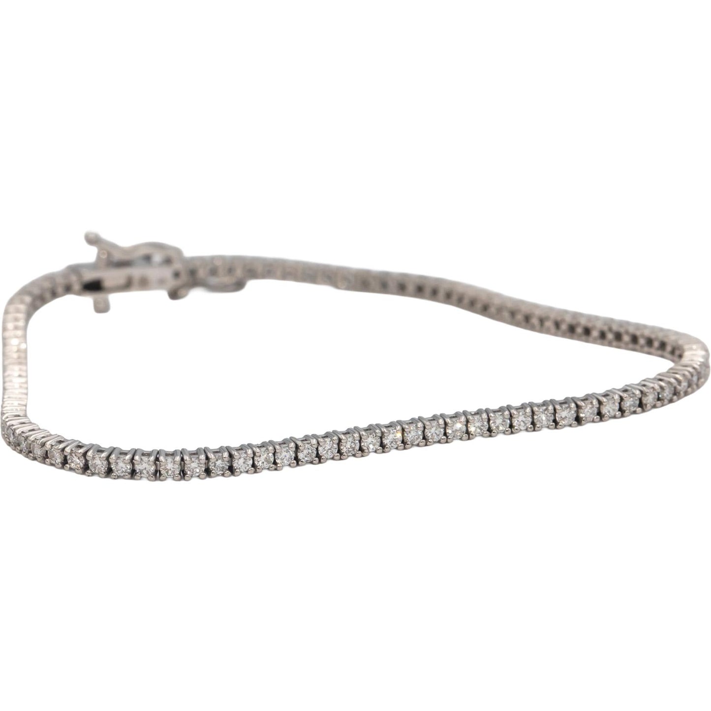 14k White Gold Round Diamond Tennis Bracelet 1.61CT
