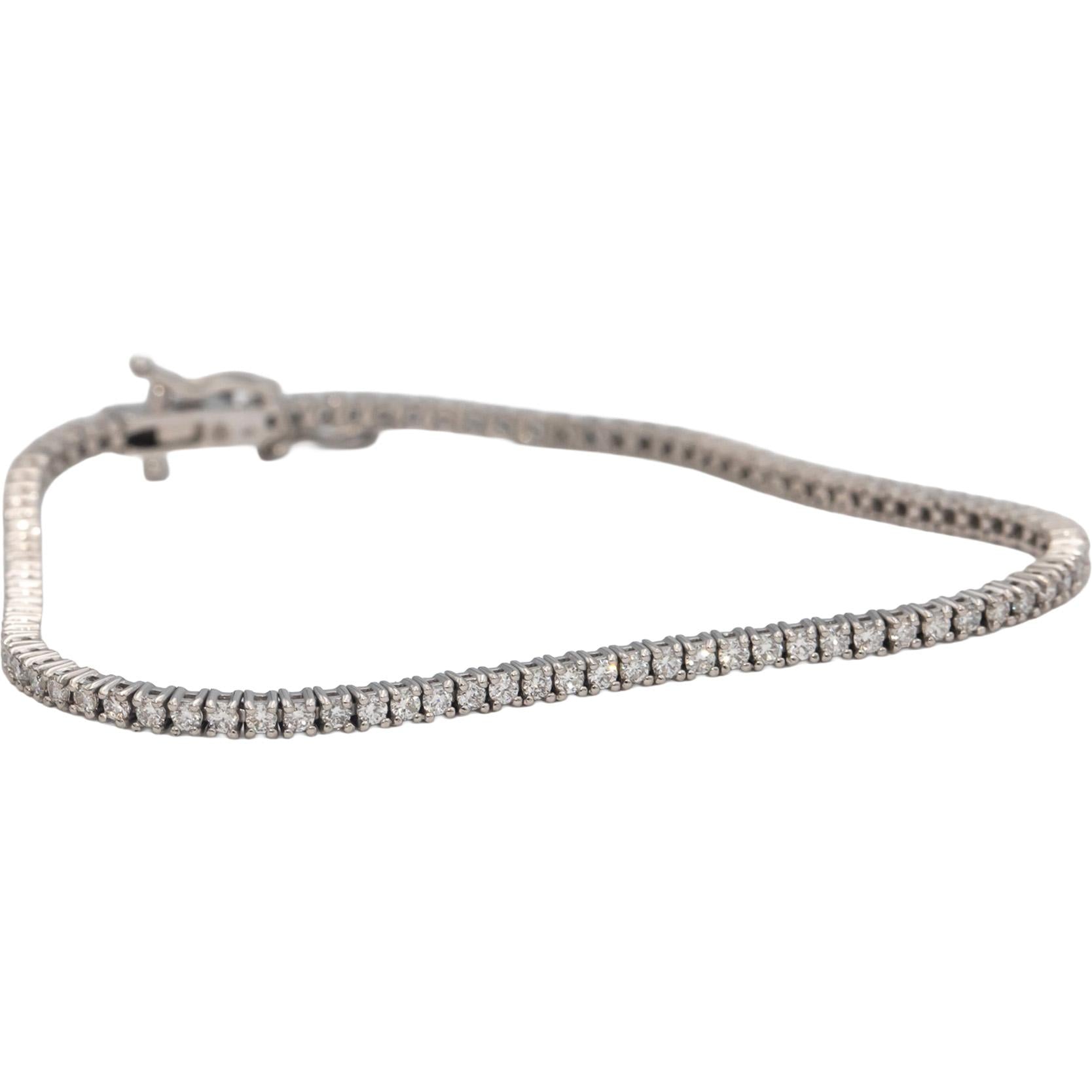 14k White Gold Round Diamond Tennis Bracelet 1.61CT