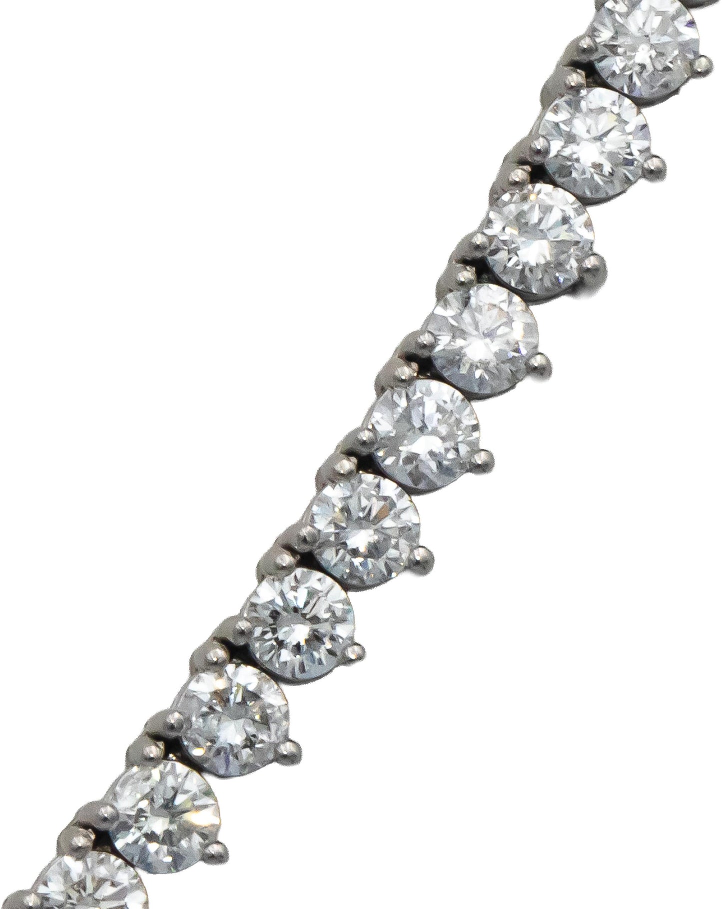 14k White Gold Round Three Prong Set Diamond Tennis Necklace 11.82CT