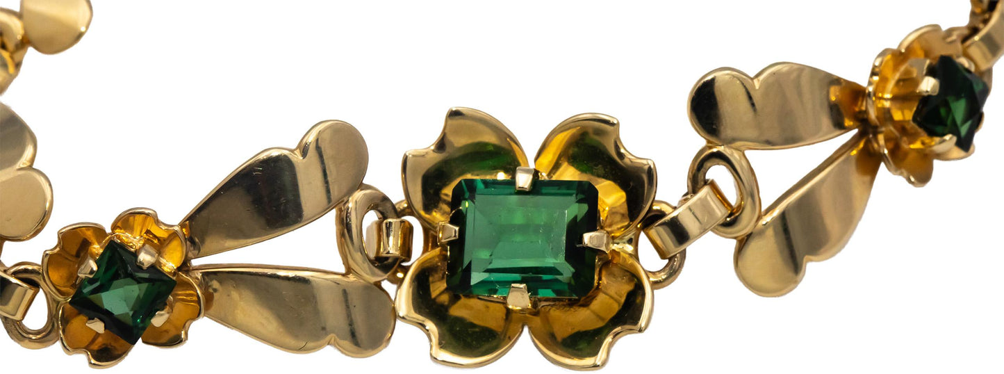 TIFFANY & CO. Vintage 14k Yellow Gold Tourmaline Fancy Link Bracelet 2.0CT