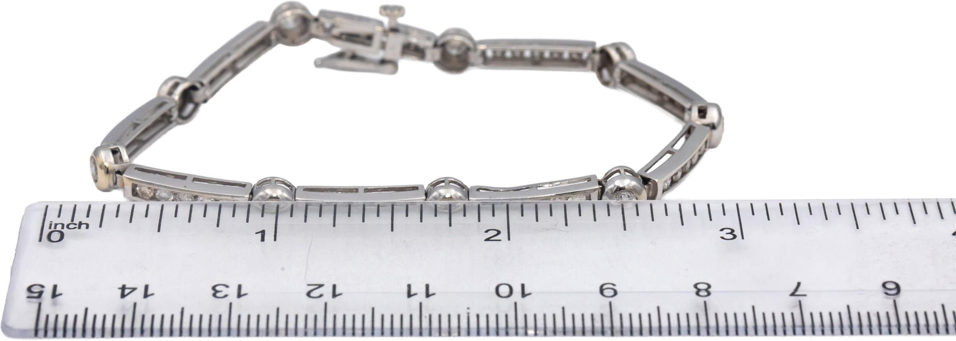 14k White Gold Round Diamond Fancy Link Bracelet 1.90CT