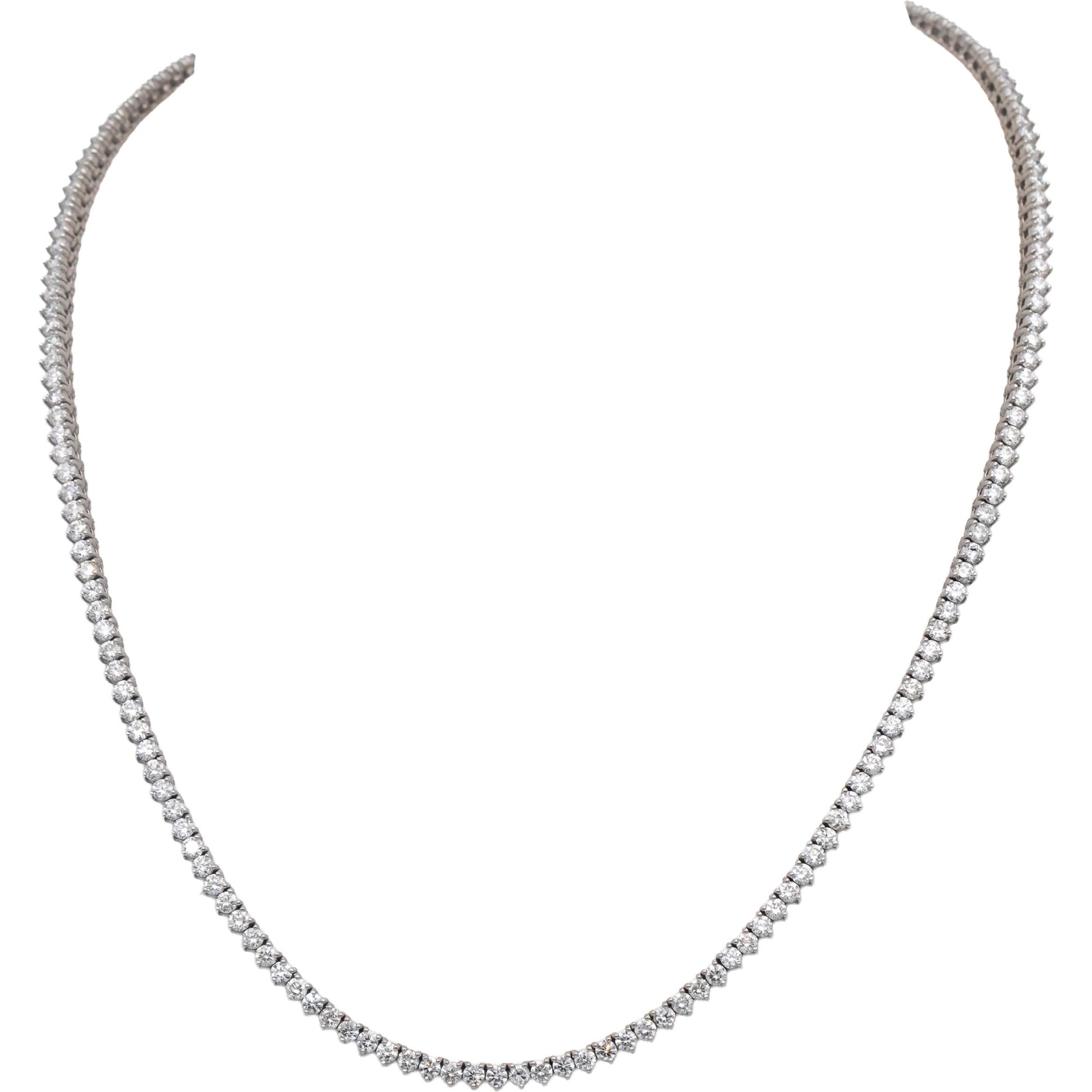 14k White Gold VS Round Three Prong Set Diamond Tennis Necklace 7.78CT