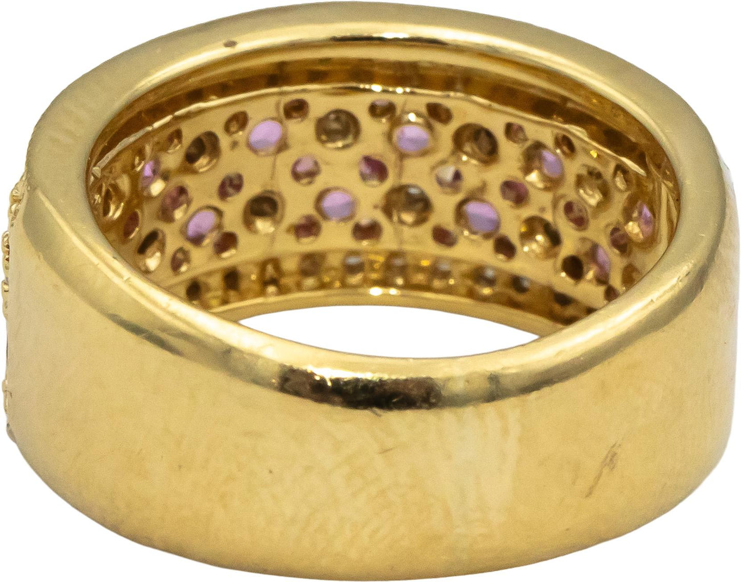EFFY 14k Yellow Gold Pink Sapphire and Diamond Band Ring 1.20CTW Size 6