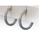 10k White Gold Round Diamond Inside Out Hoop Earrings 1.50CT