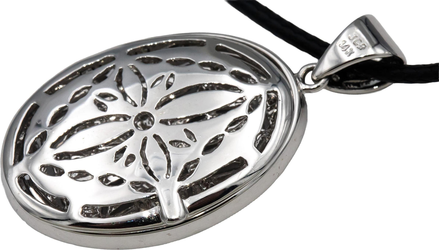 14k White Gold Round Diamond Open Locket Pendant Necklace 0.25CT