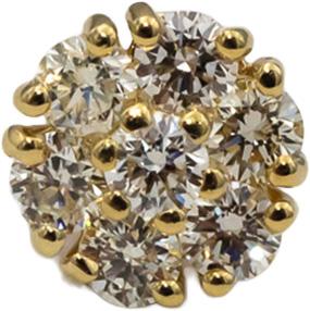 14k Yellow Gold Round Diamond Cluster Stud Earrings 0.74CT