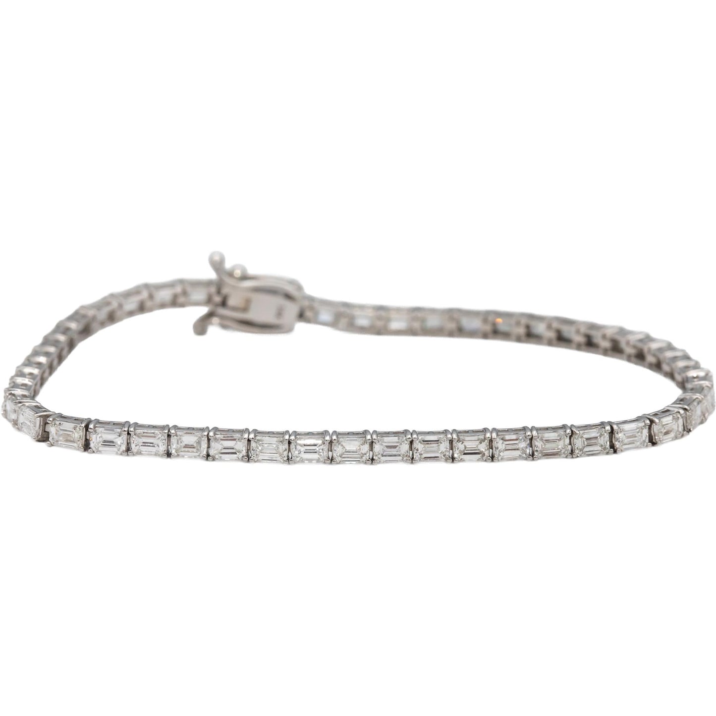 14k White Gold VS Emerald Cut Tennis Bracelet 5.64CT