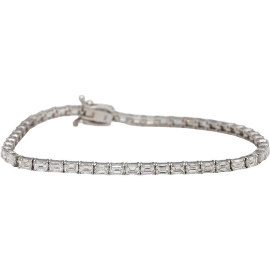 14k White Gold VS Emerald Cut Tennis Bracelet 5.64CT