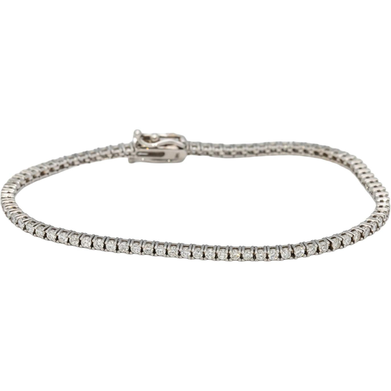 14k White Gold Round Diamond Tennis Bracelet 1.90CT