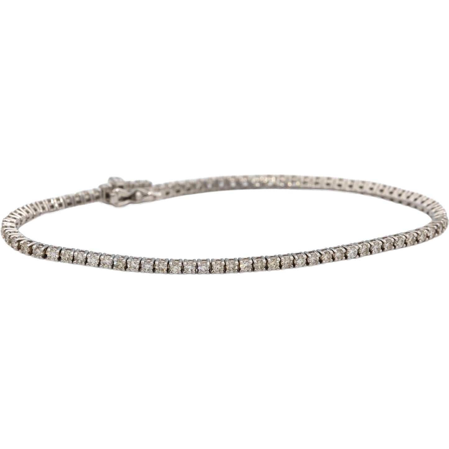 14k White Gold Round Diamond Tennis Bracelet 2.06CT