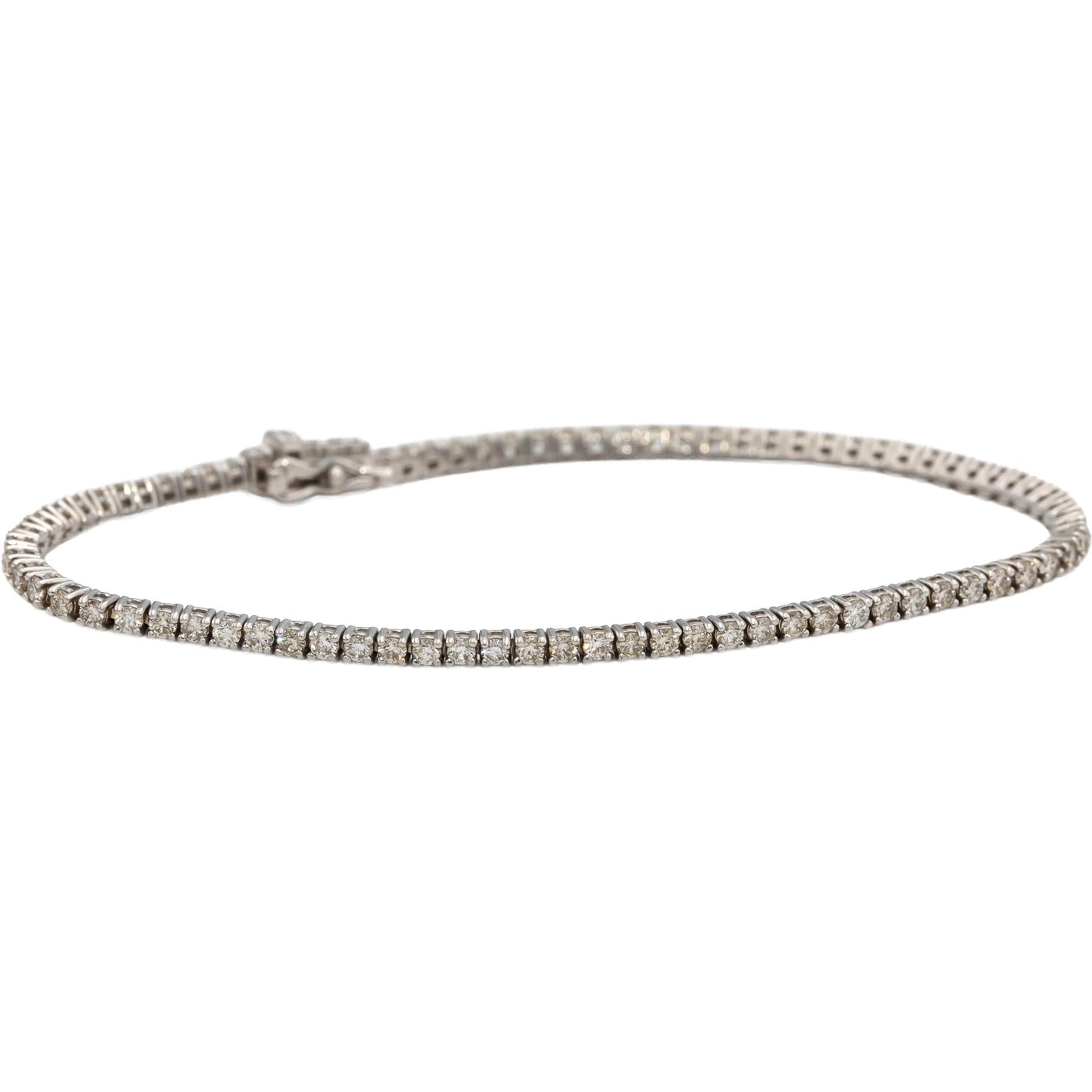 14k White Gold Round Diamond Tennis Bracelet 2.06CT