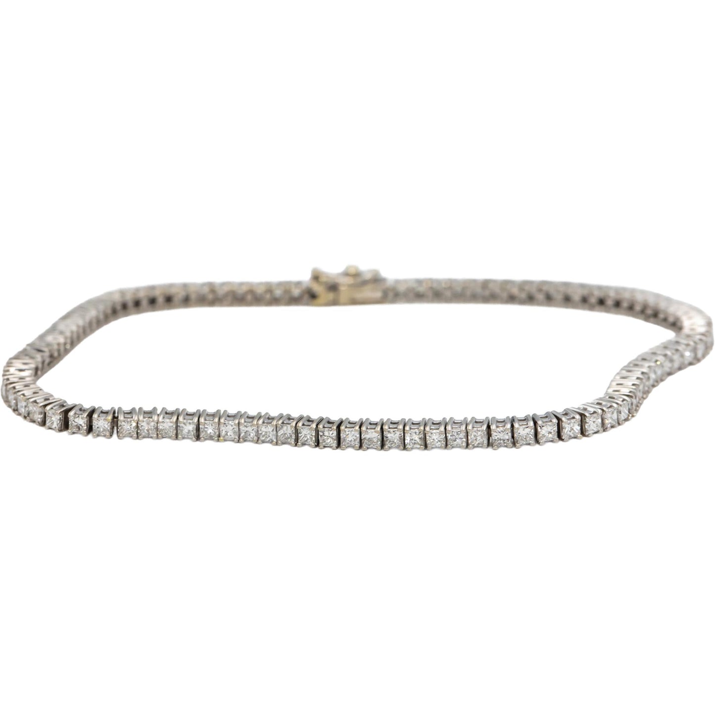 14k White Gold VS Princess Cut Diamond Tennis Bracelet 3.20