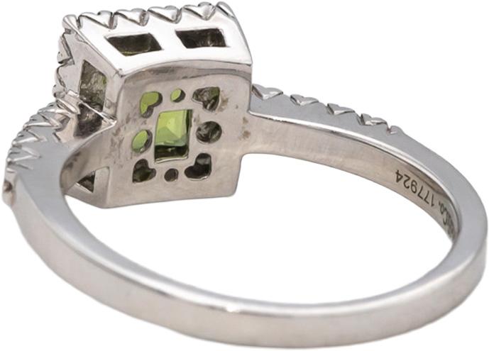 GABRIEL & CO. 14k White Gold Peridot and Diamond Cocktail Ring 0.90CT Size 7