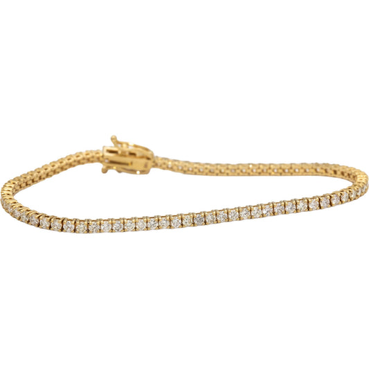 14k Yellow Gold VS Round Diamond Tennis Bracelet 3.12CT