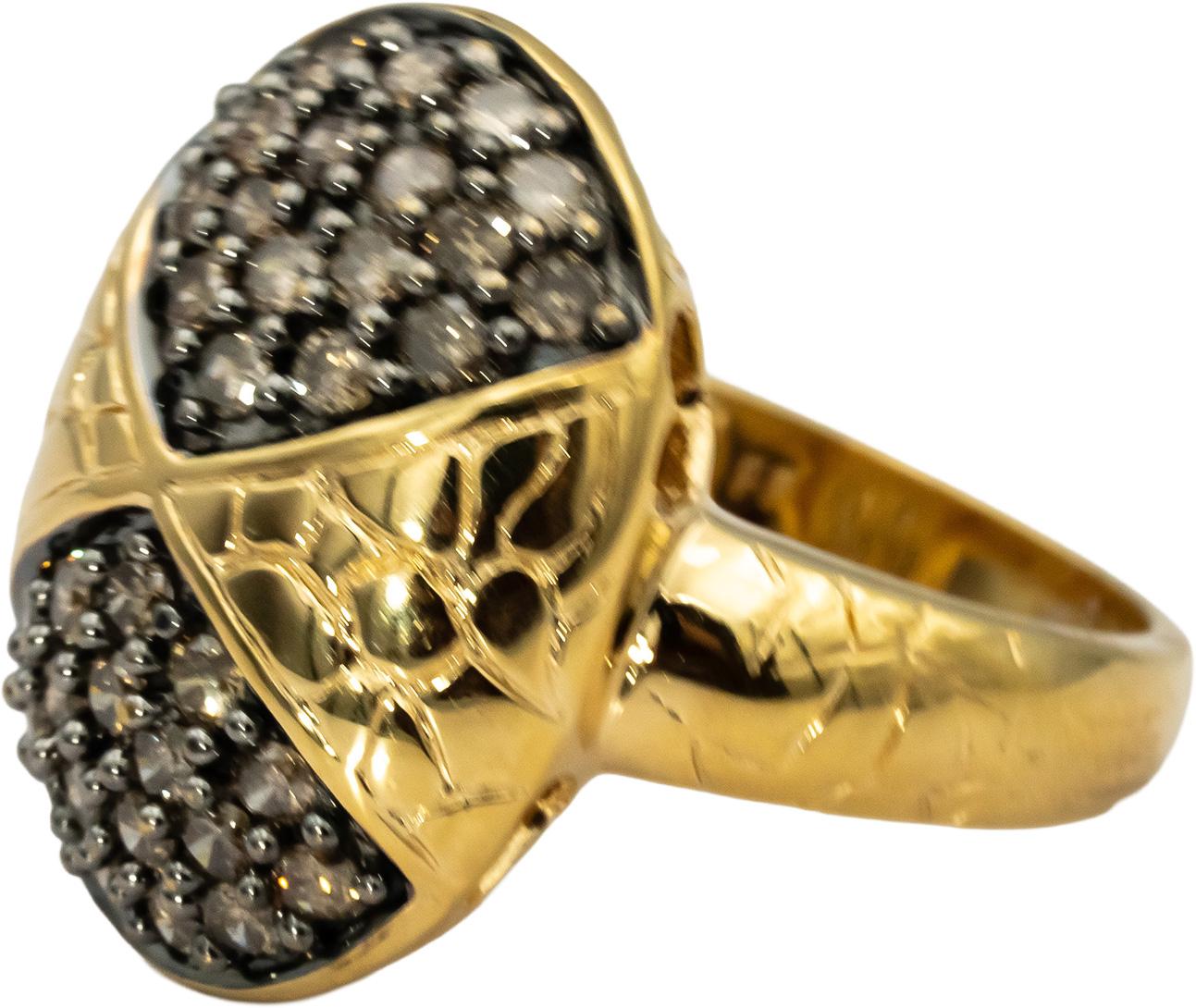 14k Yellow Gold Round Diamond Cluster Cocktail Ring 1.0CT Size 7
