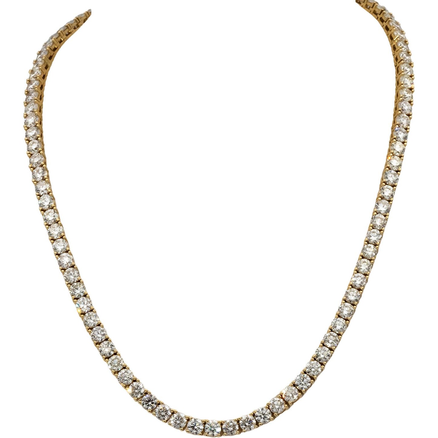 14k Yellow Gold Round Diamond Tennis Necklace 36.55CT