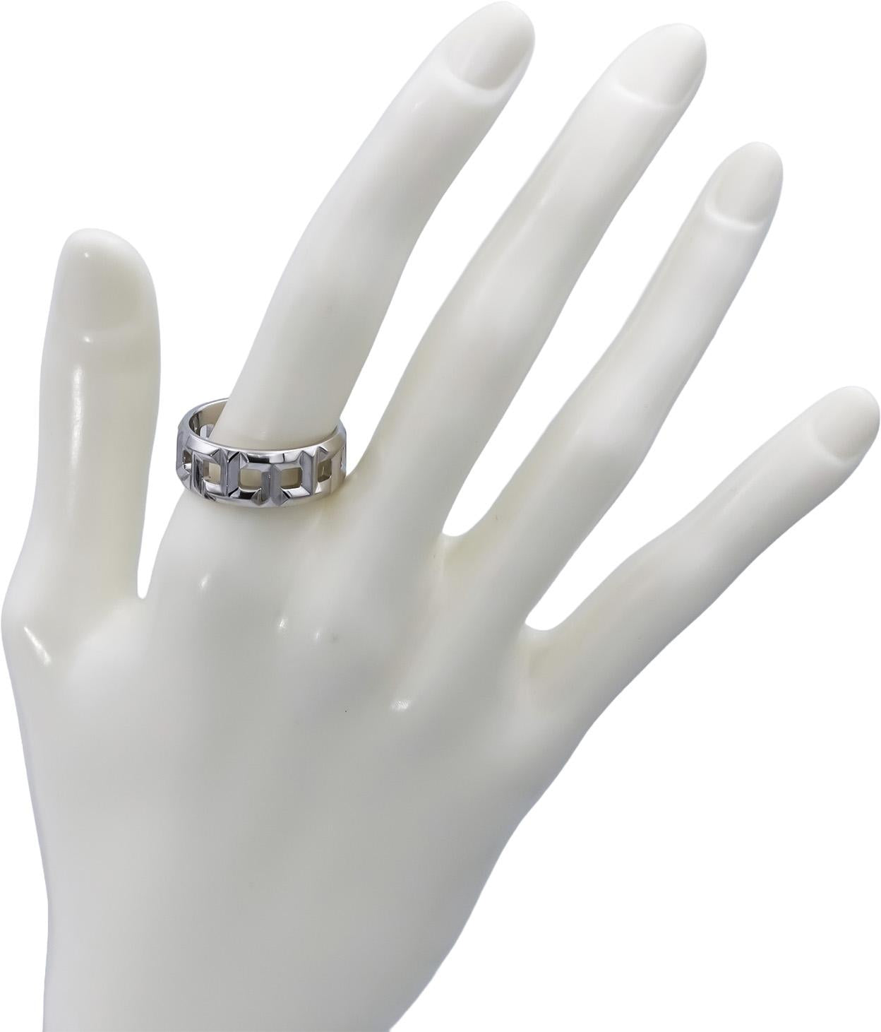 TIFFANY & CO. 18k White Gold Tiffany T True Narrow Band Ring Size 9