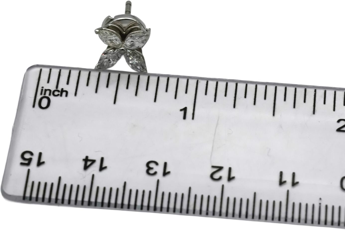 TIFFANY & CO. Victoria Marquise Diamond Platinum Large Size Stud Earrings 1.62CT