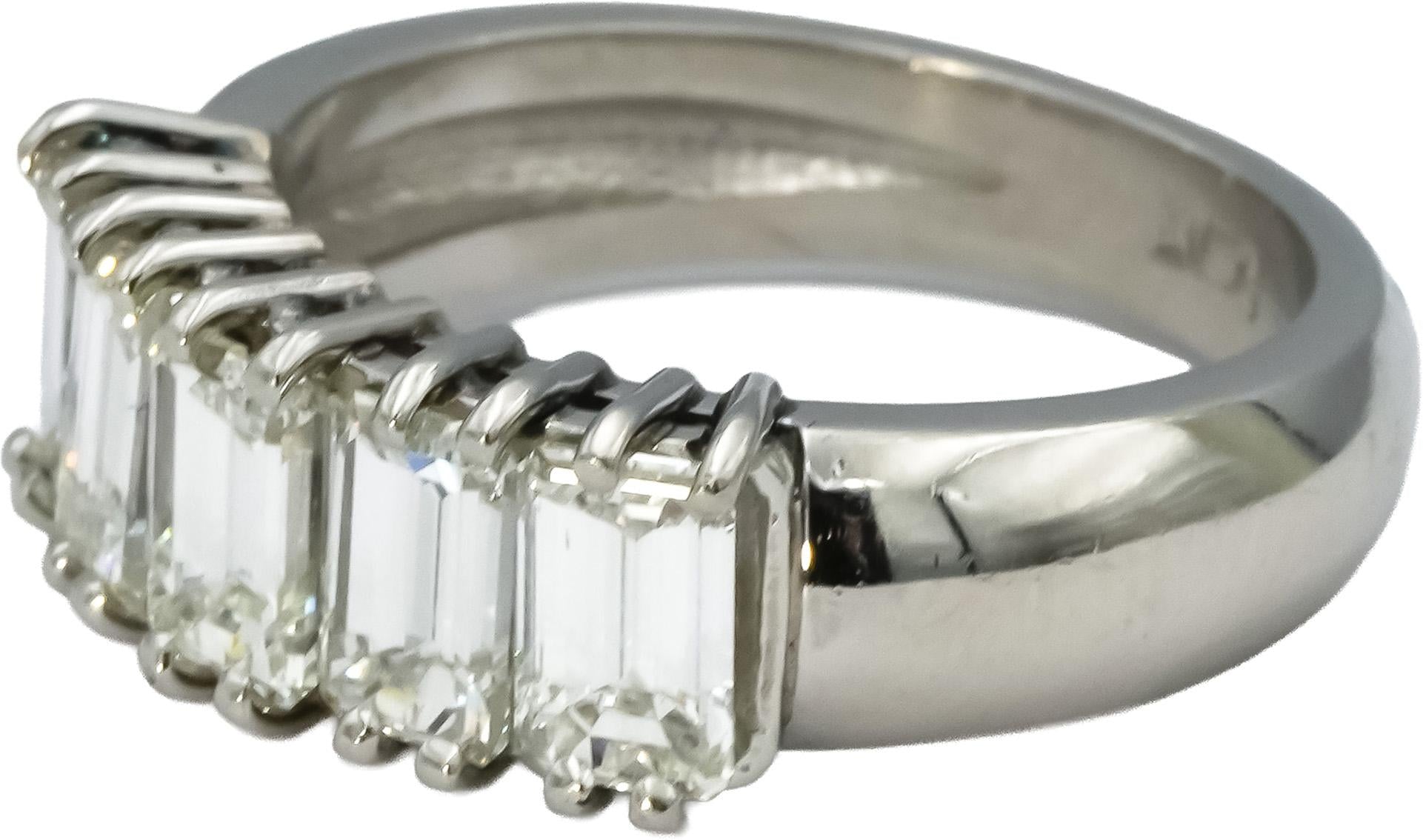Platinum VS Emerald Cut Diamond Band Ring 2.50CT Size 6.5