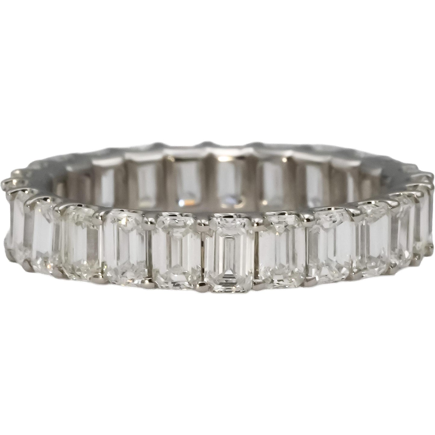 14k White Gold VS Emerald Cut Diamond Eternity Band Ring 3.03CT Size 6