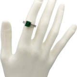 GIA Certified 18k White Gold Zambia Emerald Diamond Cocktail Ring 2.69 Size 5.5