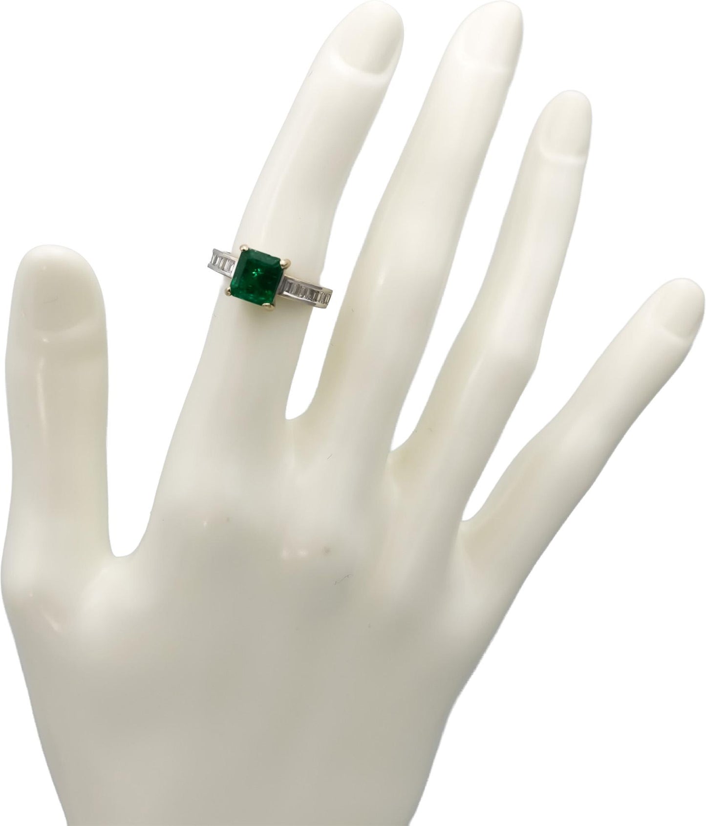 GIA Certified 18k White Gold Zambia Emerald Diamond Cocktail Ring 2.69 Size 5.5
