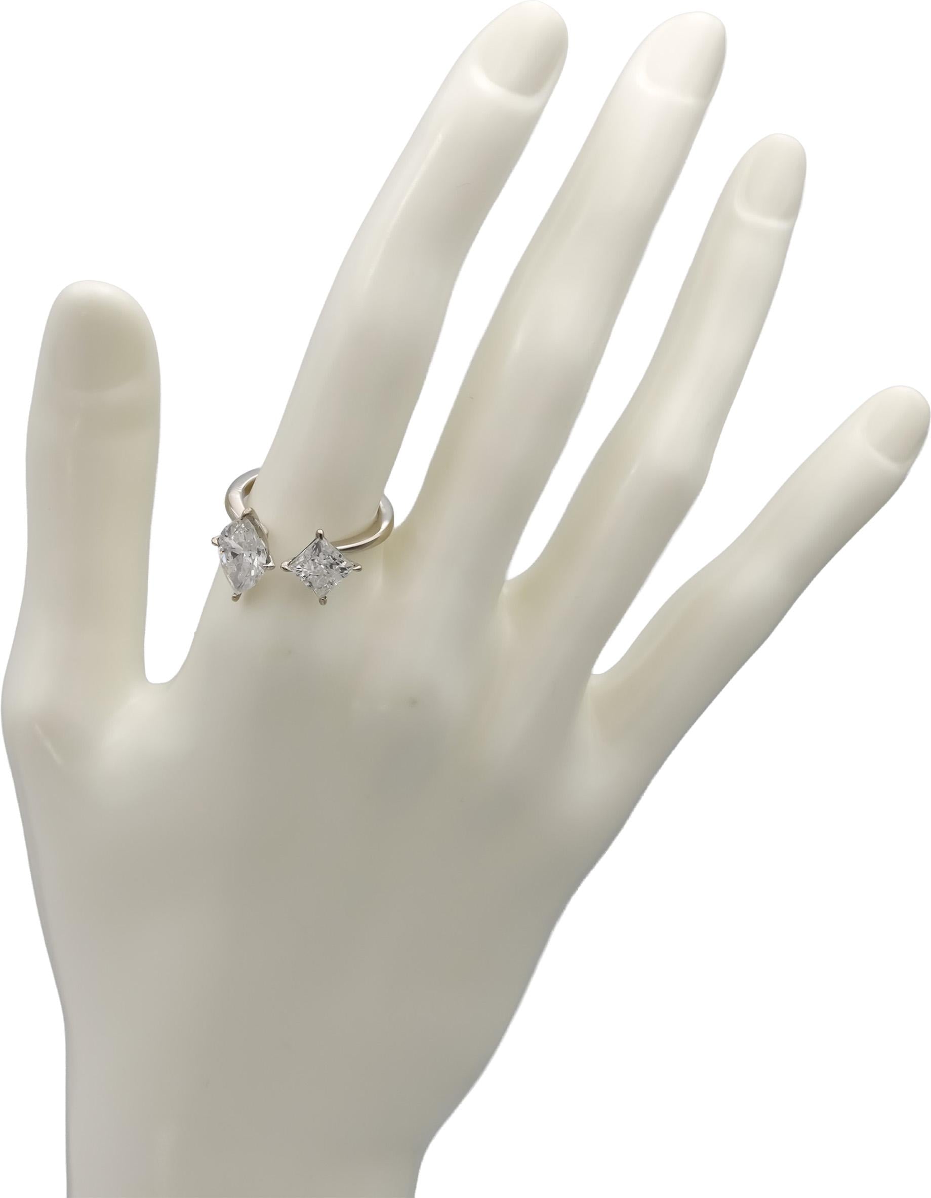 14k White Gold Marquise and Princess Cut Diamond Engagement Ring 3.37CT Size 6.5