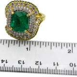 STAMBOLIAN 18k Yellow Gold Emerald and VS Diamond Cocktail Ring 10.50CT Size 8