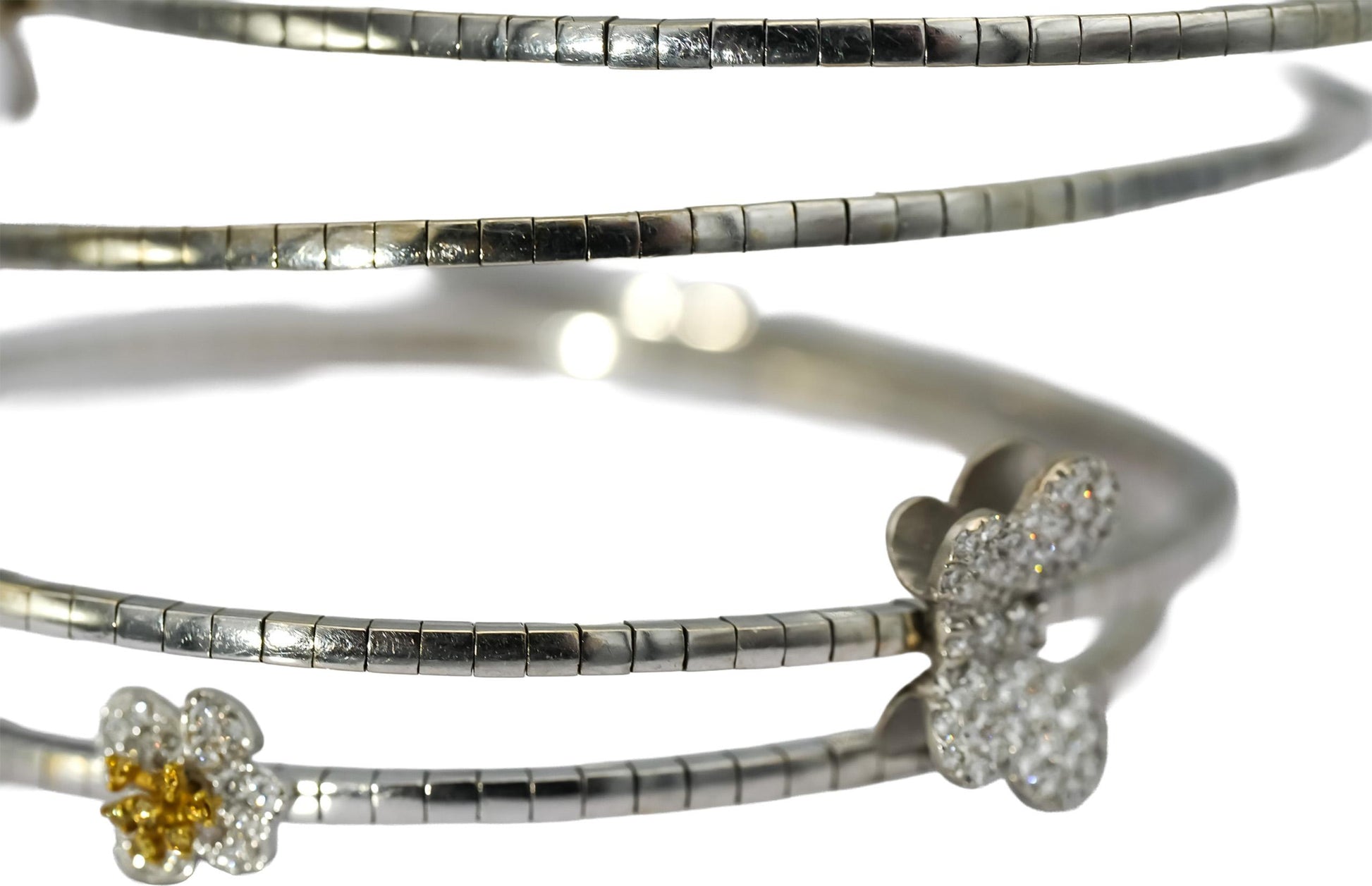 STAMBOLIAN 18k White Yellow Gold VS Diamond Flex Bangle Bracelet 1.25CT