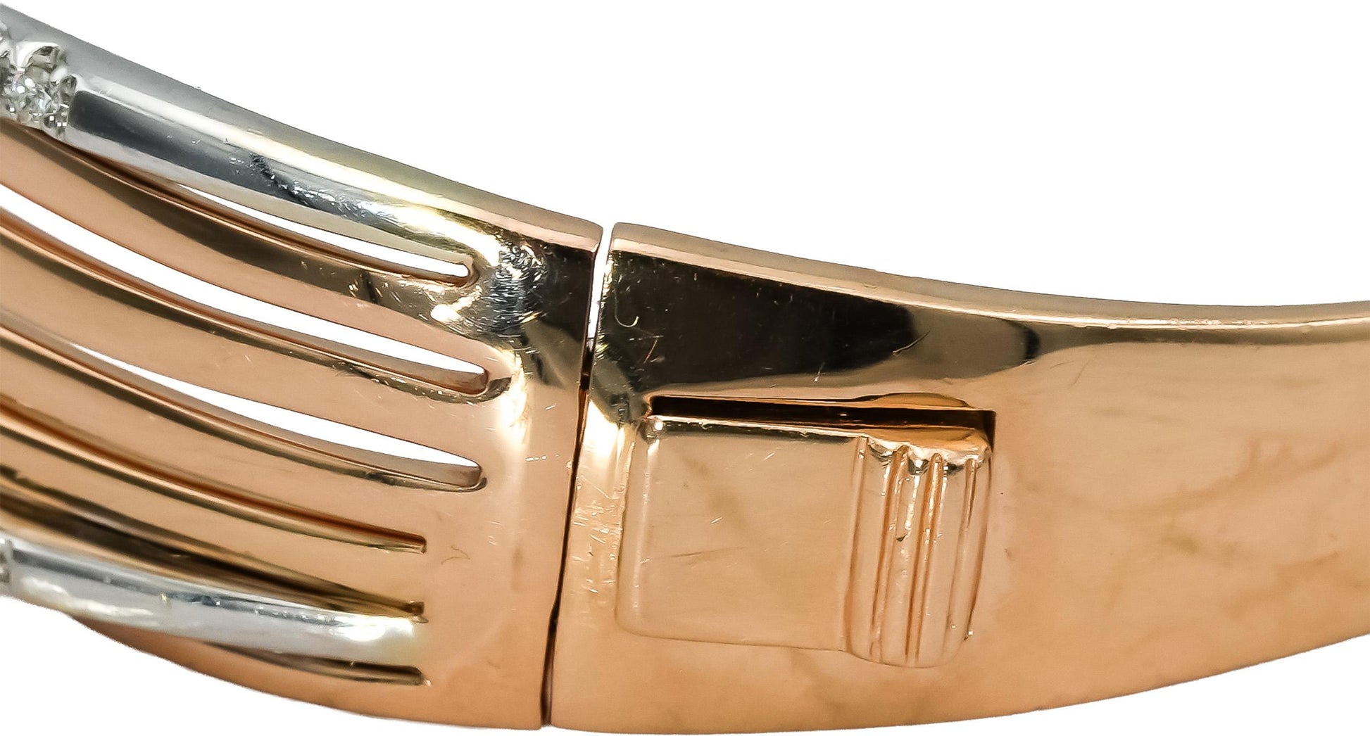 CROWN OF LIGHT 14k Rose White Gold Diamond Bangle Bracelet 1.87CT