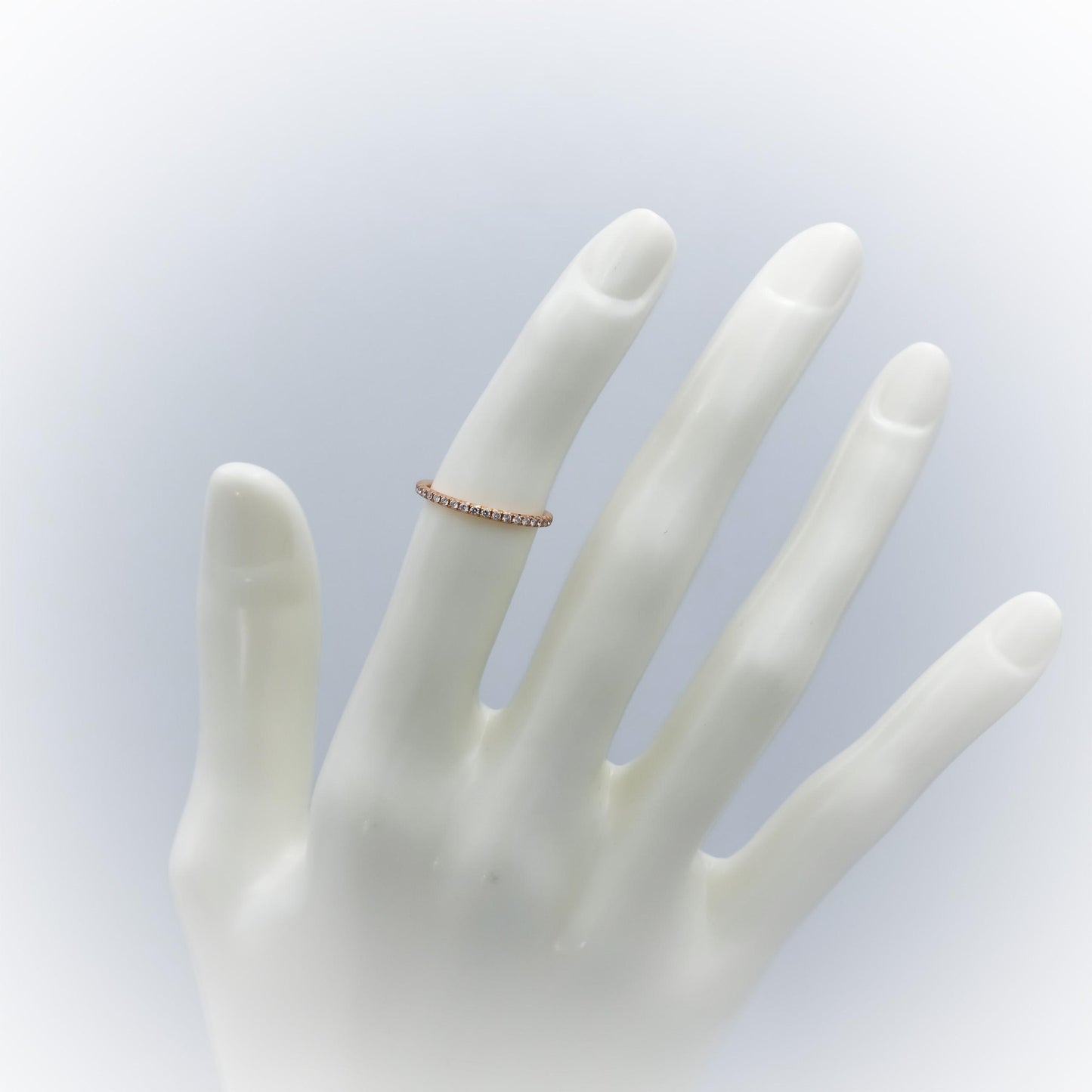 TIFFANY & CO. 18k Yellow Gold Round Diamond Eternity Band Ring 0.40CT Size 4.5