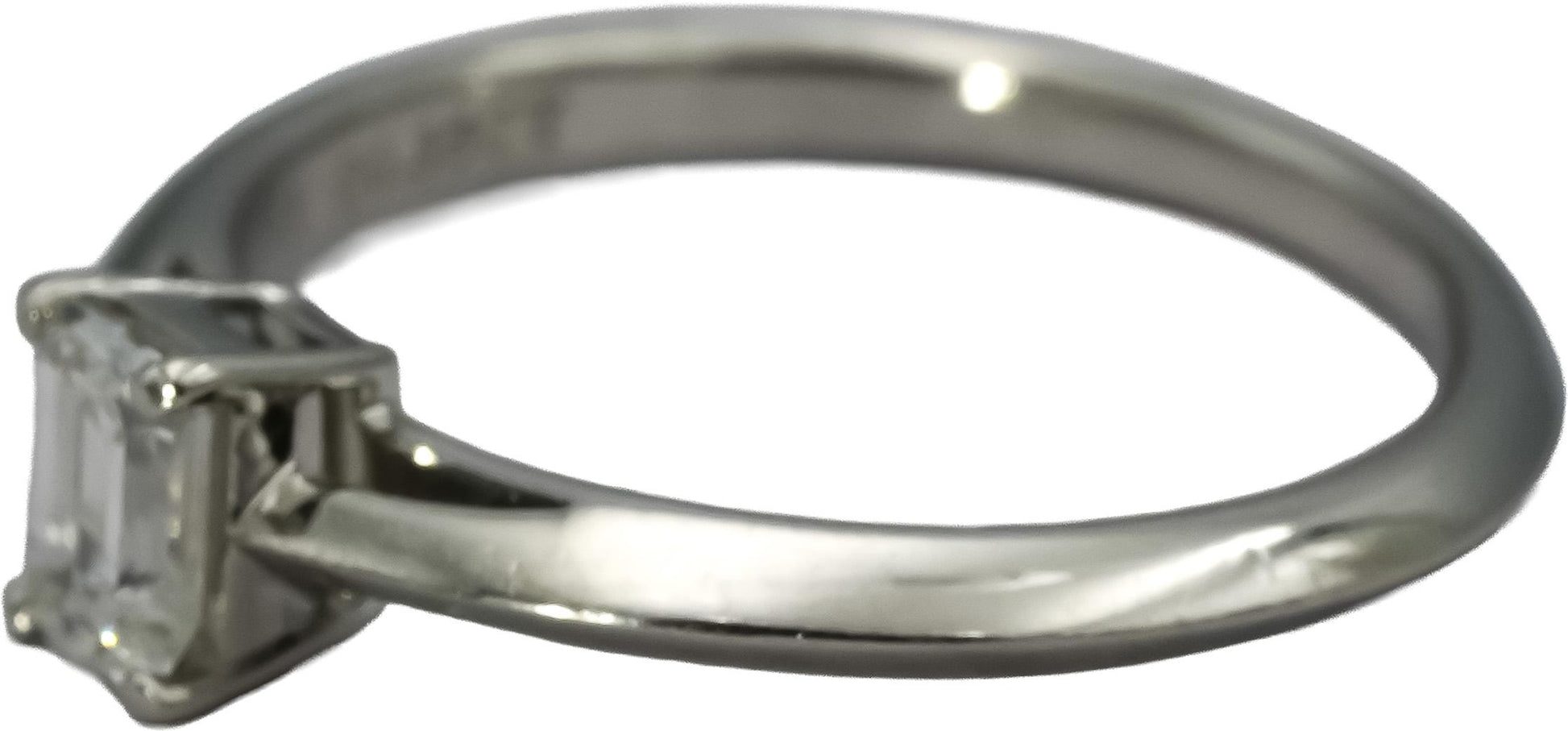 TIFFANY & CO. Platinum Emerald Cut VS Diamond Solitaire Ring 0.35CT Size 5.75