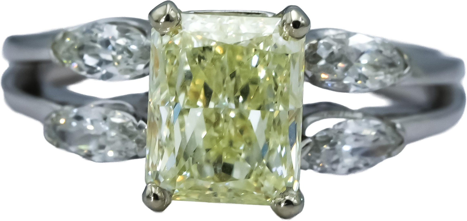 GIA 14k White Gold Radiant Cut Diamond Engagement Ring 3.61CT Size 8.75