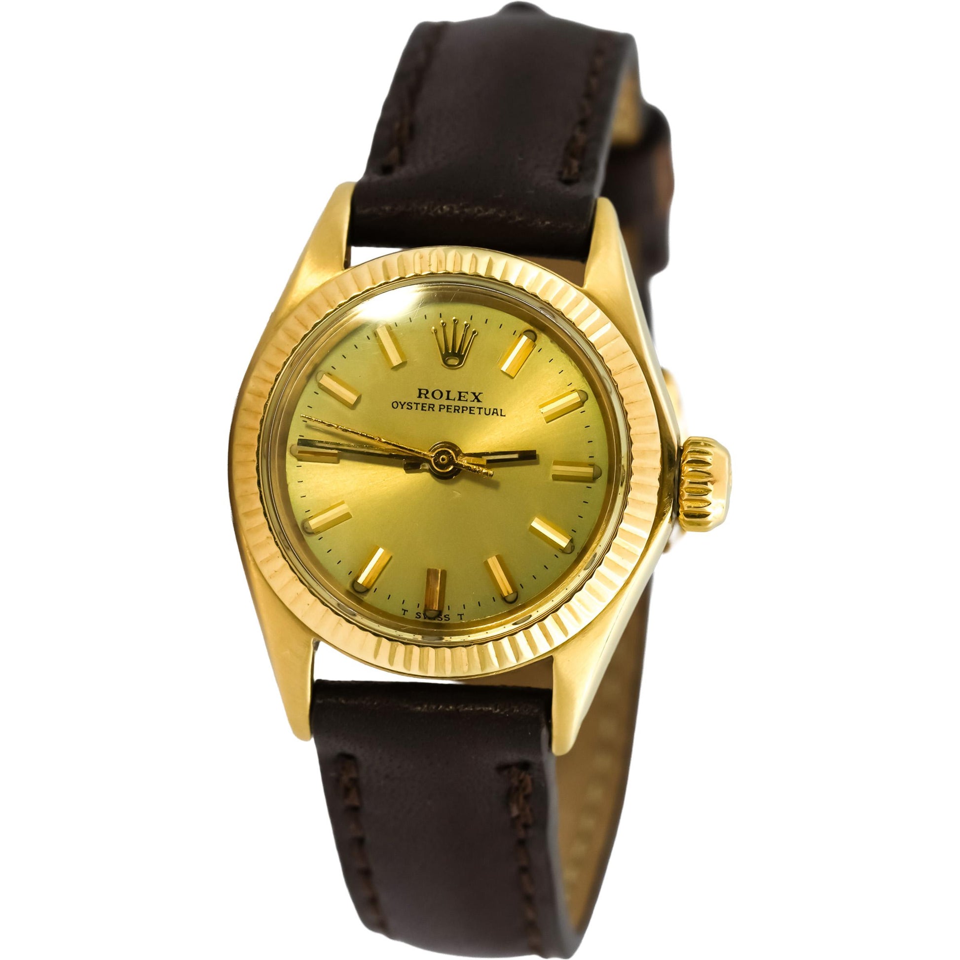 ROLEX Vintage 14k Yellow Gold Lady Oyster Perpetual Manual Winding Watch