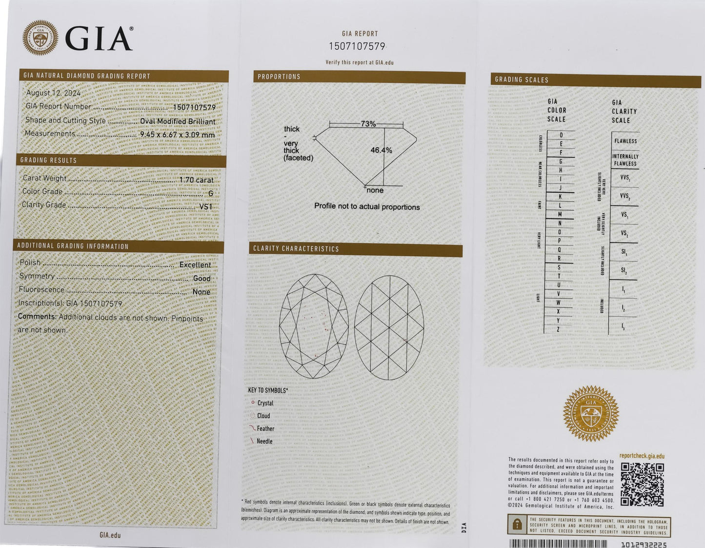 GIA Certified 1.7 Carat Oval-Cut Loose Diamond VS1 Clarity G Color Grade