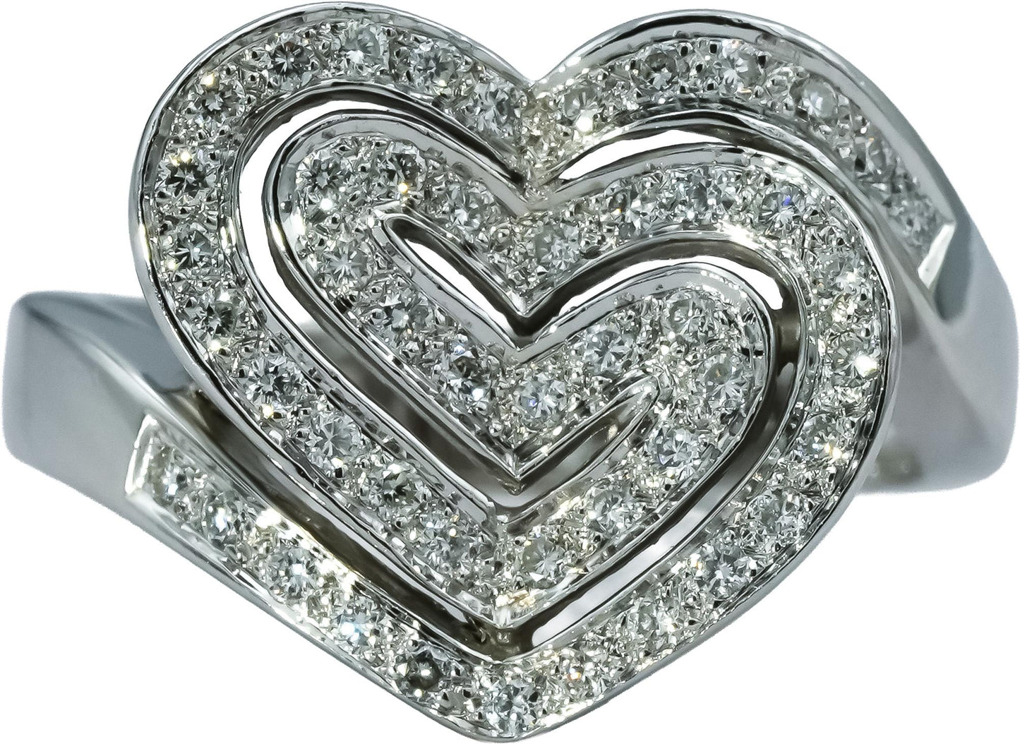 14k White Gold Round Diamond Abstract Heart Ring 0.50CT Size 8