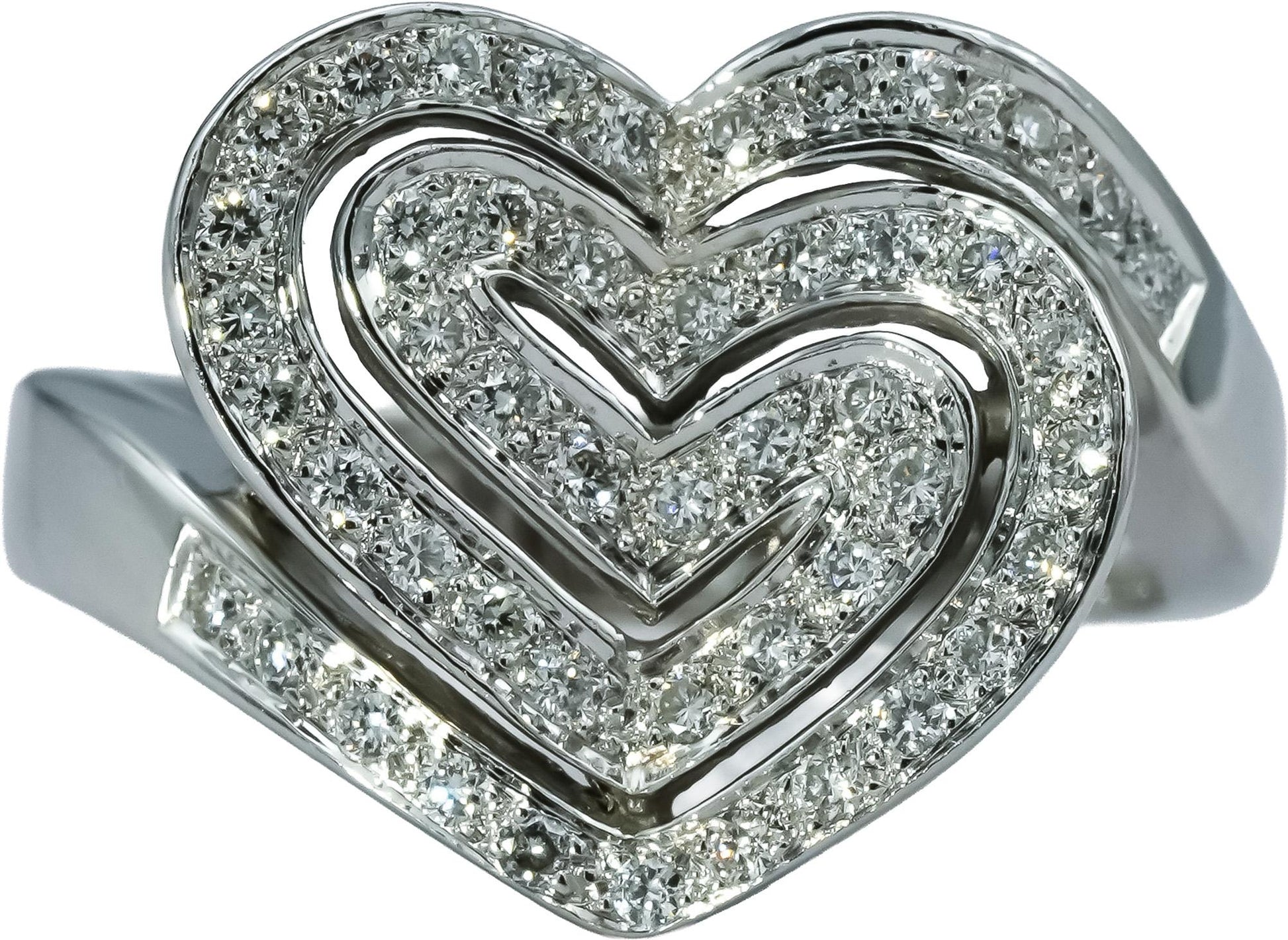 14k White Gold Round Diamond Abstract Heart Ring 0.50CT Size 8
