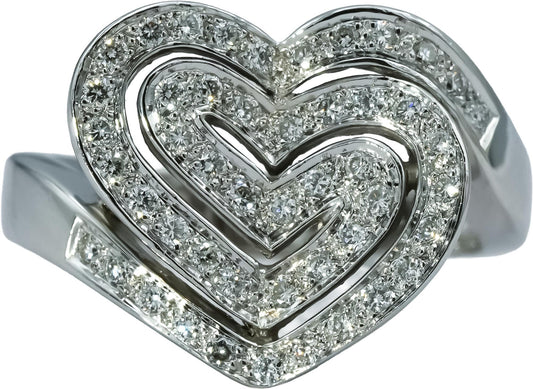 14k White Gold Round Diamond Abstract Heart Ring 0.50CT Size 8