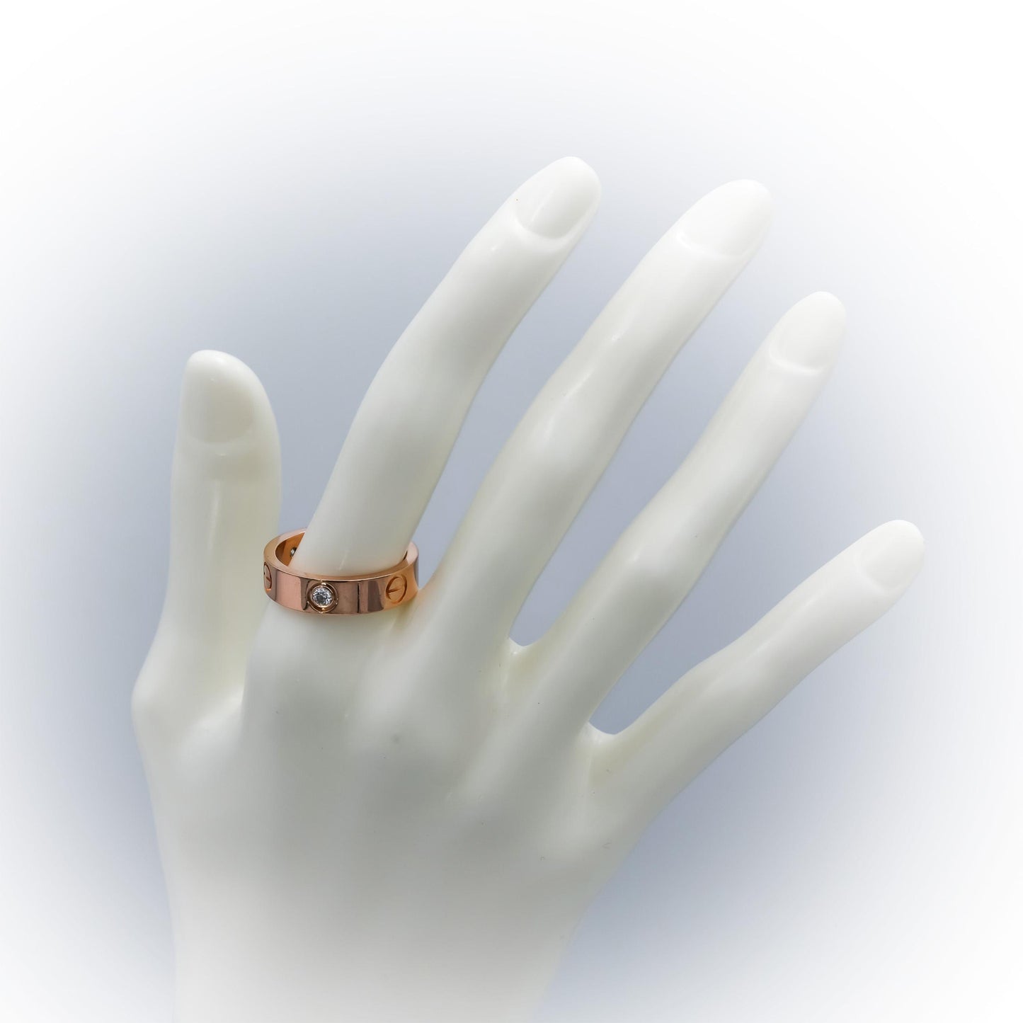 CARTIER 18k Rose Gold VS Diamond Love Screw Motif Ring 0.23CT Size 60