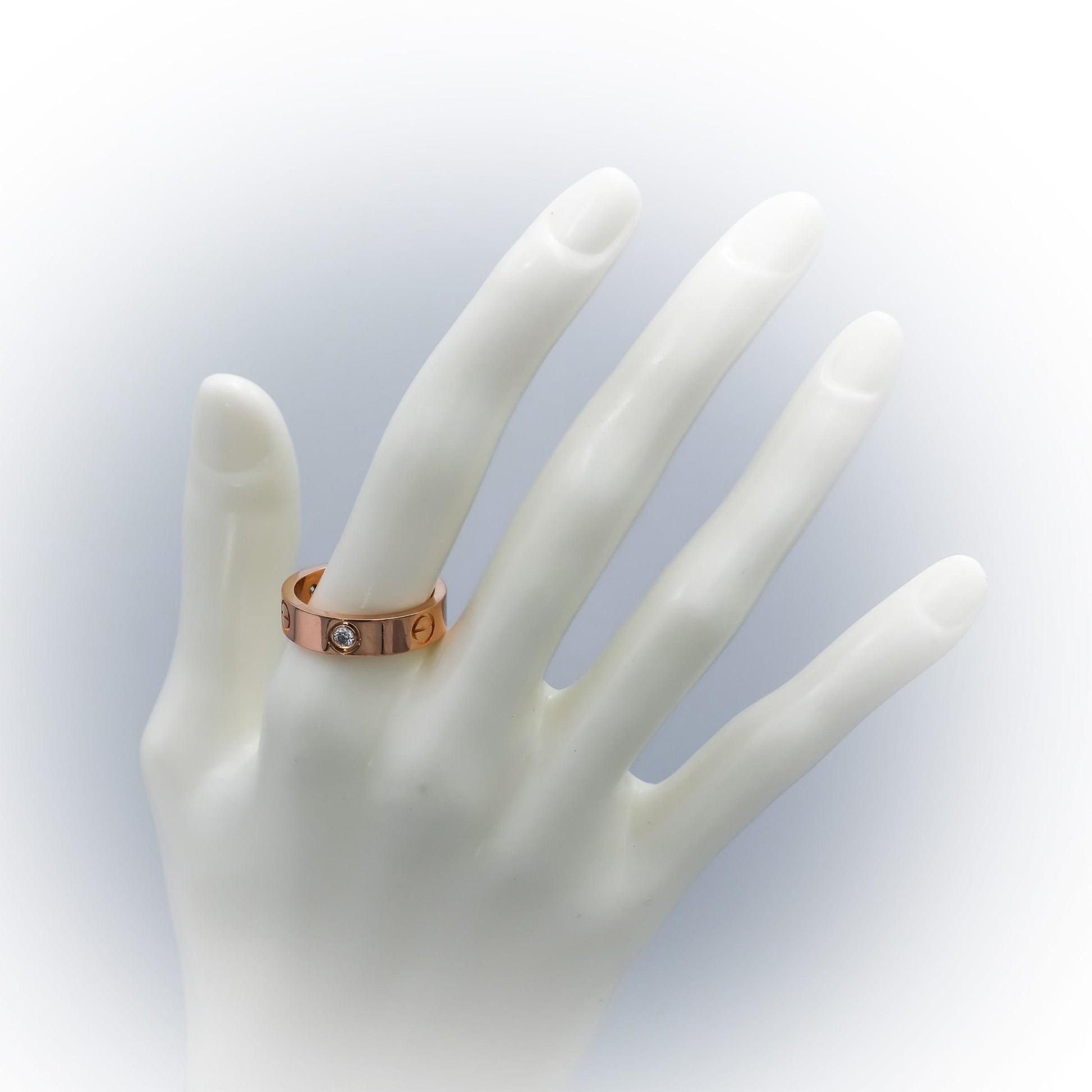 CARTIER 18k Rose Gold VS Diamond Love Screw Motif Ring 0.23CT Size 60