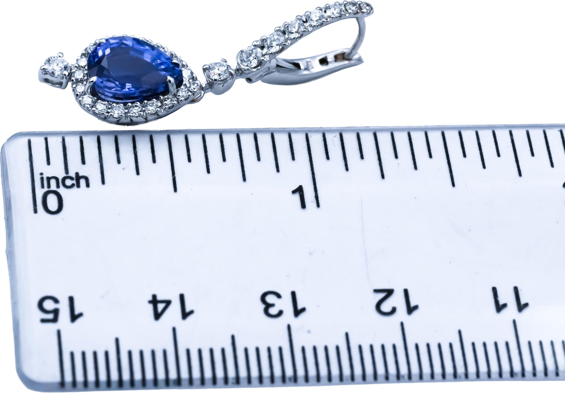 18k White Gold VS Diamond and Tanzanite Drop Dangle Earrings 3.50CTW