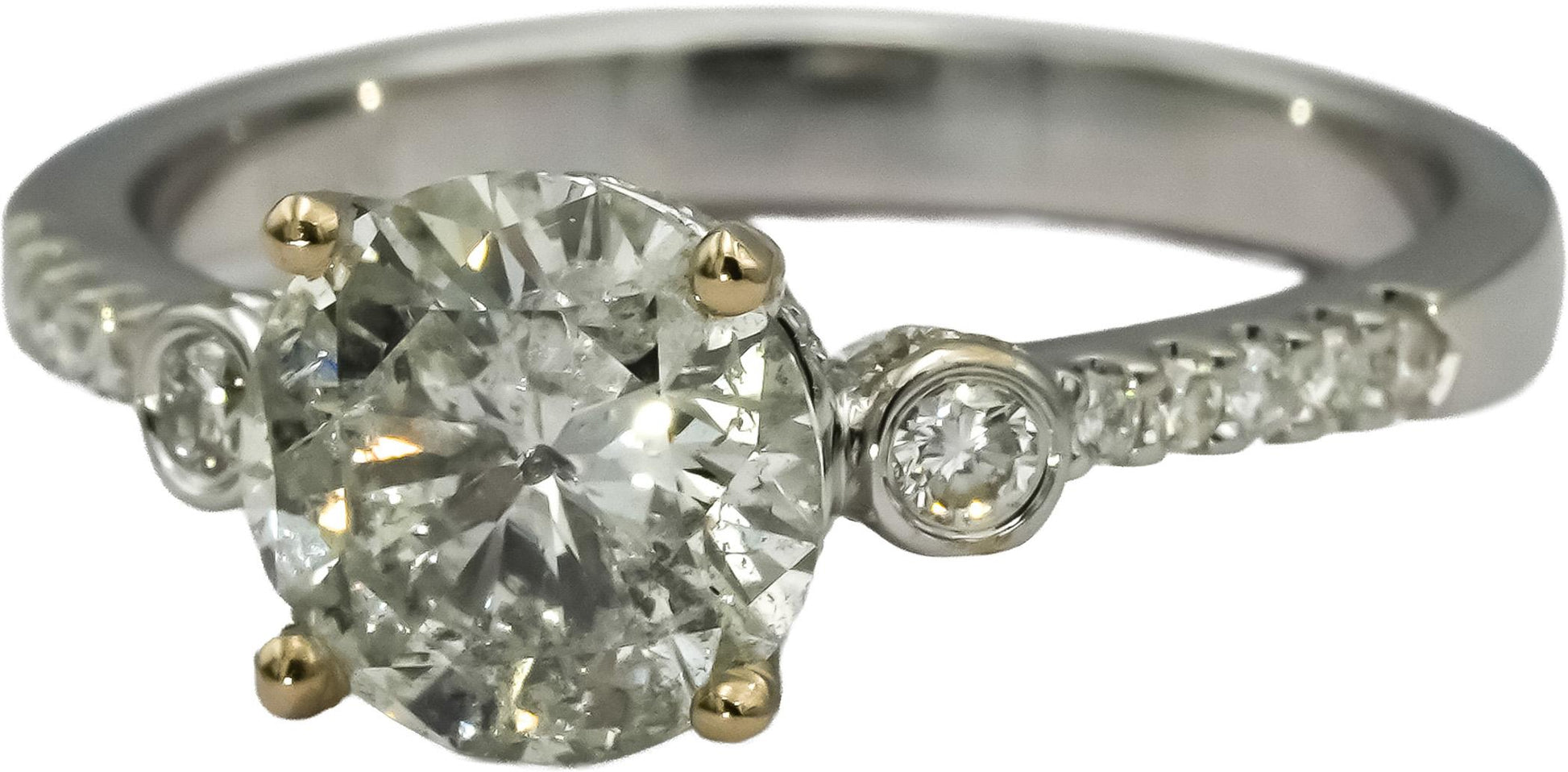18k White Gold Round Diamond Engagement Ring 1.82CT w/ 1.60CT Center Size 6.75