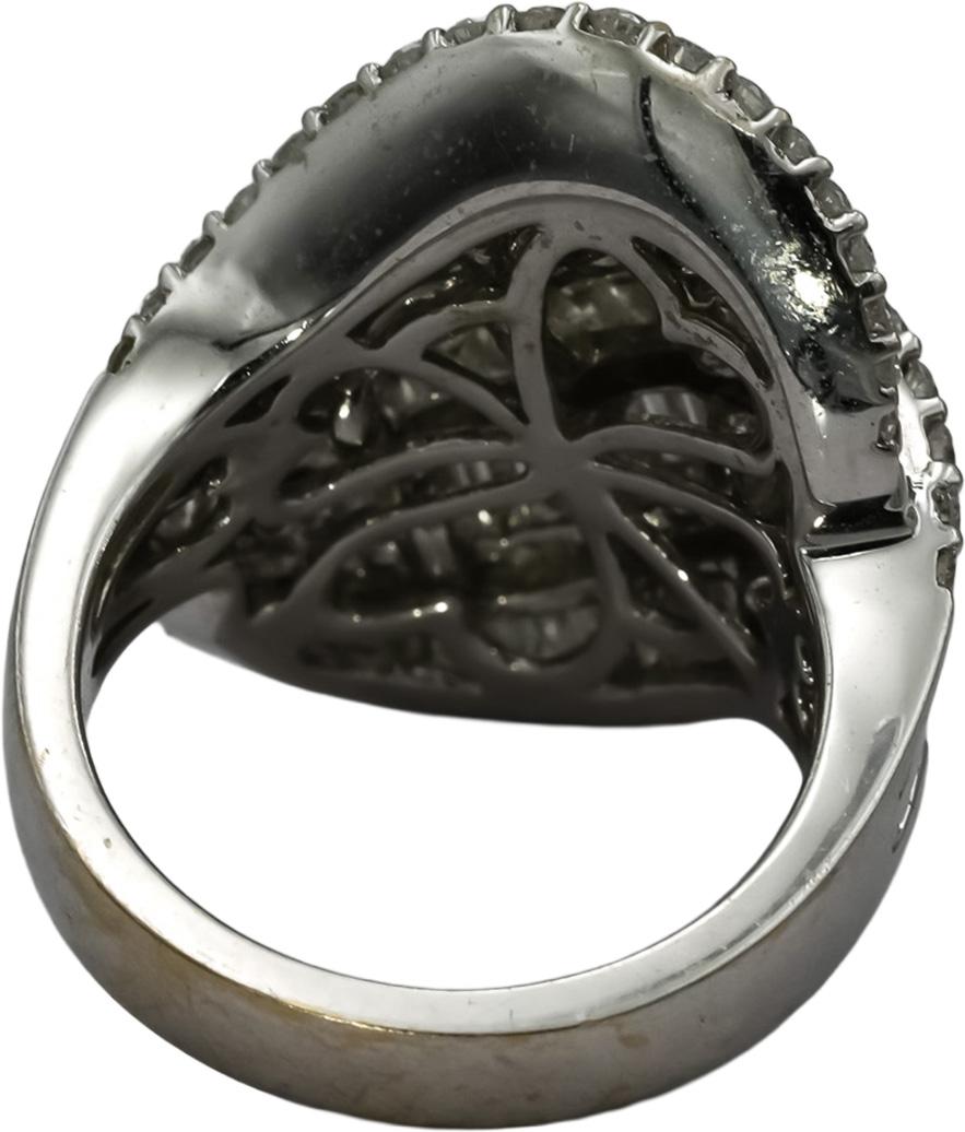 18k White Gold VS Round & Baguette Diamond Cluster Cocktail Ring 5.0CT Size 7