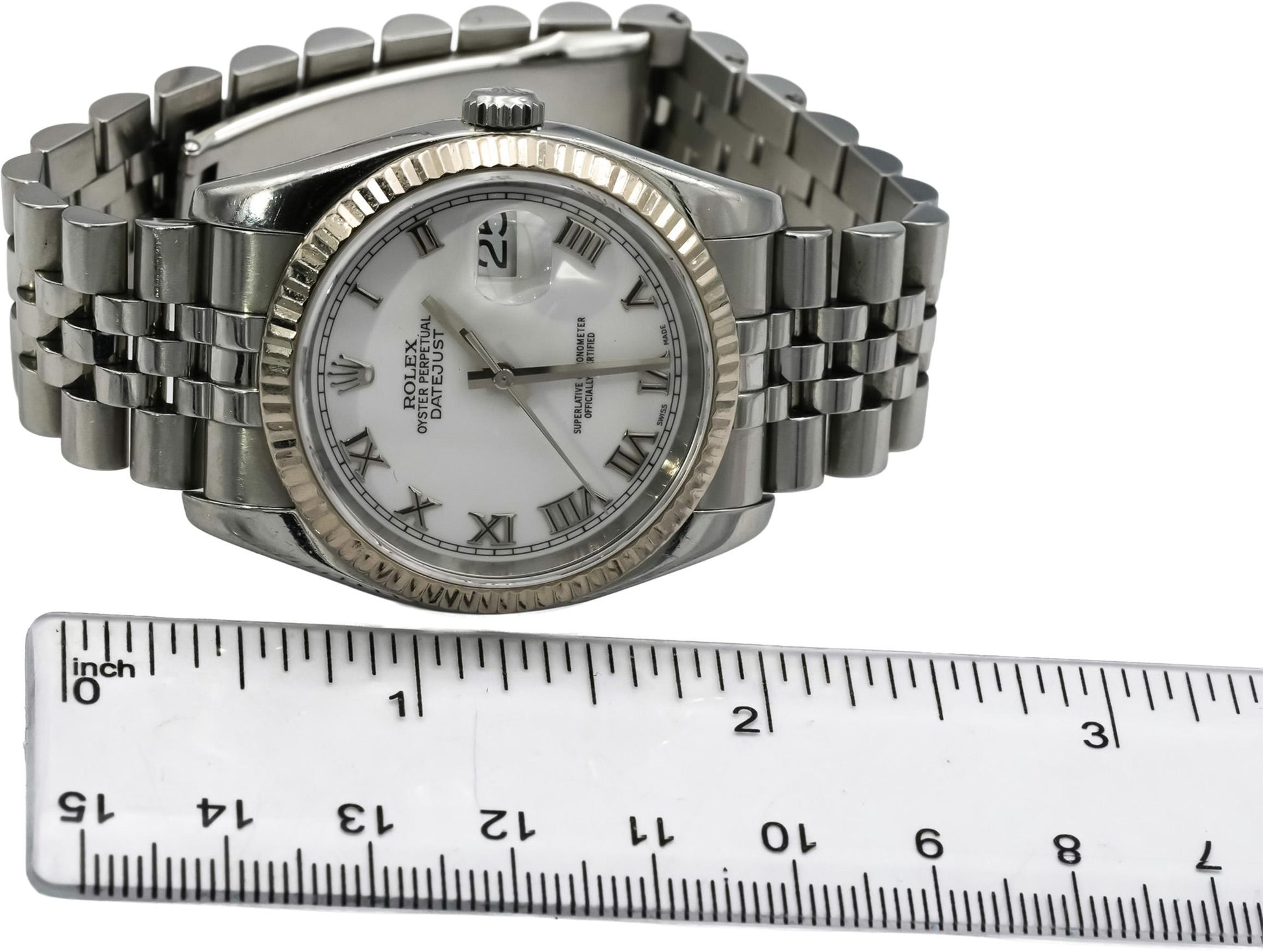 ROLEX Stainless Steel 18k Datejust 36 Automatic Watch w/Box & Papers Ref. 116234