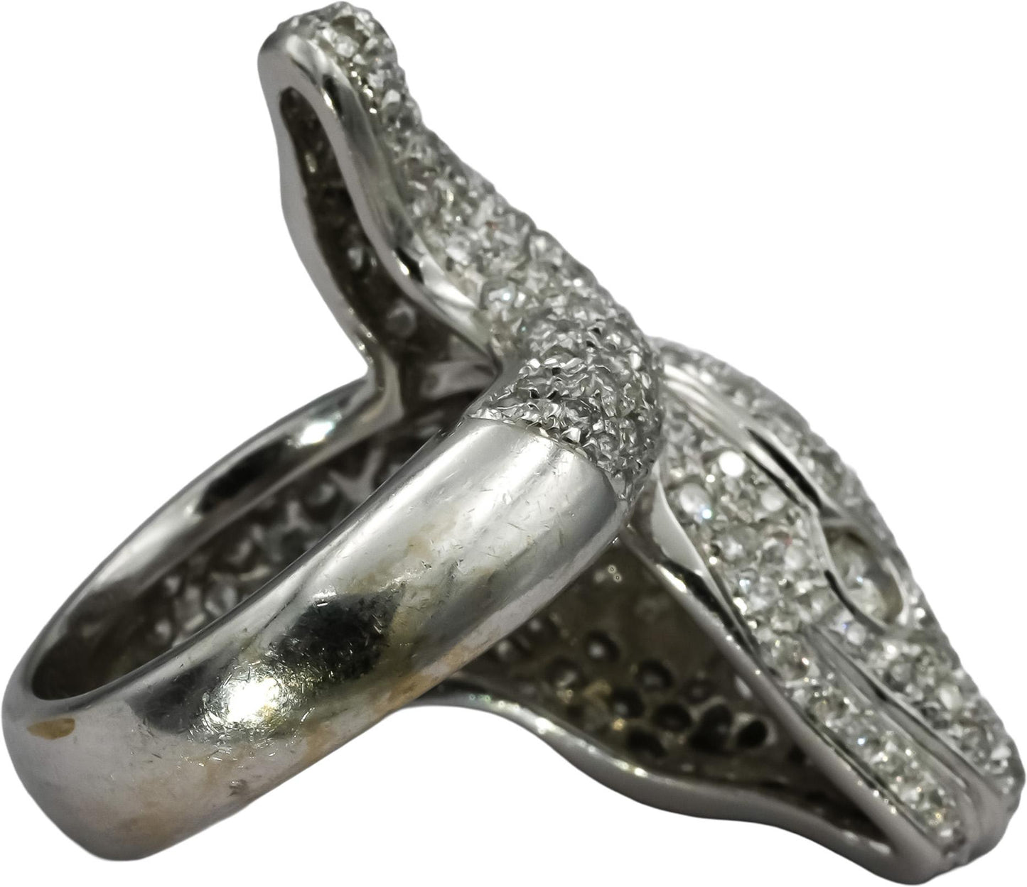 18k White Gold VS Round Diamond Cluster Snake Ring 3.50CT Size 7
