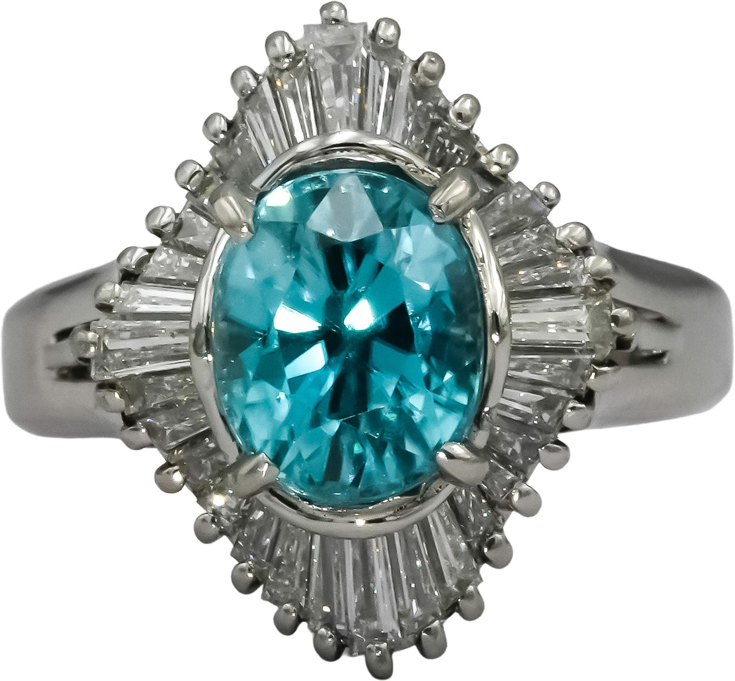 Platinum VS Diamond and Blue Zircon Cocktail Ring 4.76CT Size 6.25